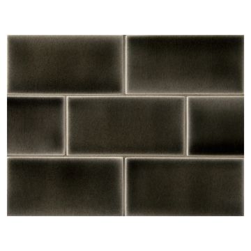 Vermeere 3" x 6" ceramic subway tile in Seaweed with Fluid Glaze Crackle finish.