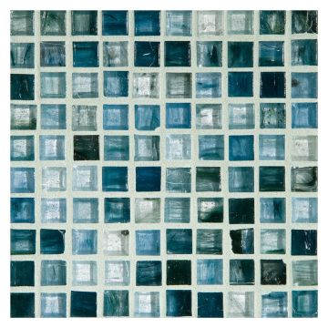 1/2" Mini Square glass mosaic in Iobine color with a natural finish.