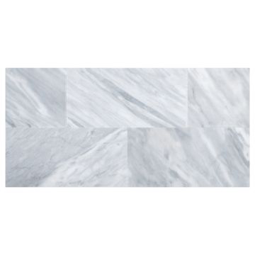 6" x 12" field tile in honed Bardiglio nublado light marble.