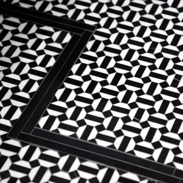 Rio | Thassos & Nero Marquina - Polished | Unique Mosaic Tile - Marble