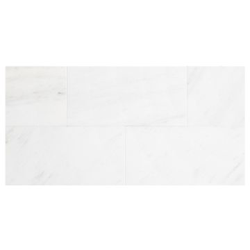 6" x 12" field tile in polished White Blossom marble.