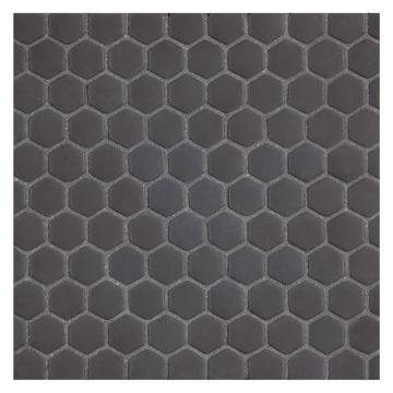 5/8" Mini hexagon glass mosaic in Brown with a matte finish.