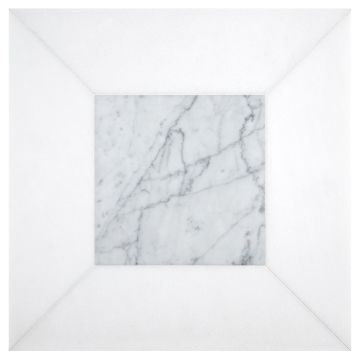 Delano Solid tile pattern in honed Carrara and Thassos marble.