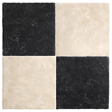 8" x 8" Checkerboard | Barley - Azul Noir - Hand Burnished | Chateau Lisbon Collection