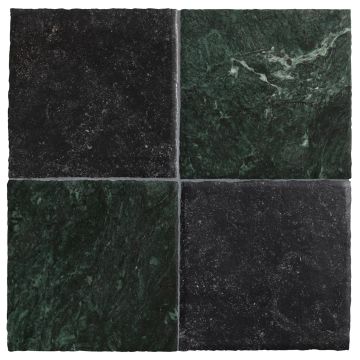 8" x 8" Checkerboard | Flanders Green - Azul Noir - Hand Burnished | Chateau Lisbon Collection