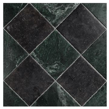 8" x 8" Checkerboard | Flanders Green - Azul Noir - Hand Burnished | Chateau Lisbon Collection