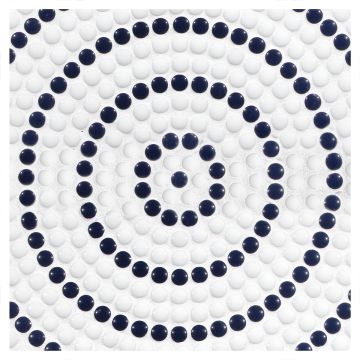 Rodeo glass mosaic pattern in White & Navy Blue color with a gloss finish.