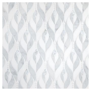 Fleur | Thassos & Carrara Polished - White Shell | Unique Mosaic Tile - Marble