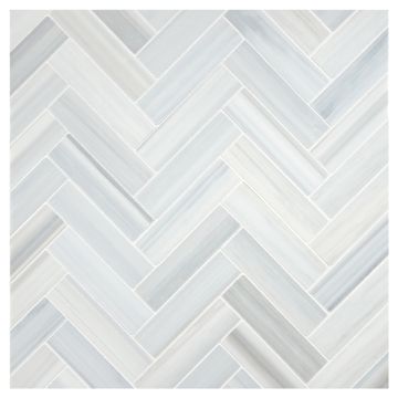 Herringbone 1" x 4", Platino Azzurro Light Select honed marble
