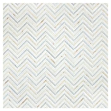 1/4" x 2-7/8" HerringStone | White Whisp Dolomiti Honed - Blue Caress Light & Calacatta Gold - Polished | Marble Mosaic Tile