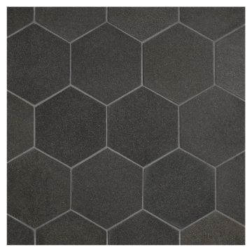 3-1/2" Hexagon | Deep Basalt - Honed | Stone Mosaic Tile