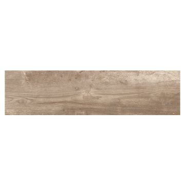Livingston Wood Look Porcelain 8" x 40" Tile in Marrone with a matte finish.