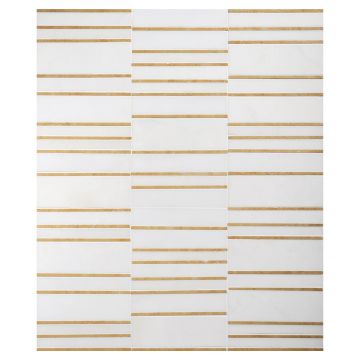 Corridor mosaic pattern in honed Heavenly Cream and Jerusalem Gold.