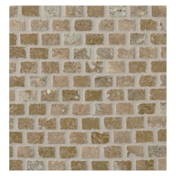 3/8" x 5/8" Mini Brick mosaic in polished Noce marble.