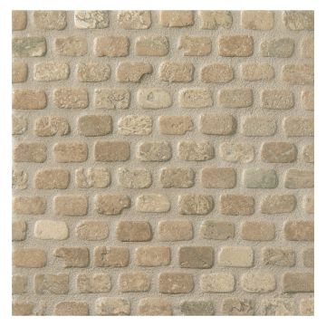 3/8" x 5/8" Mini Brick mosaic in tumbled Noce marble.