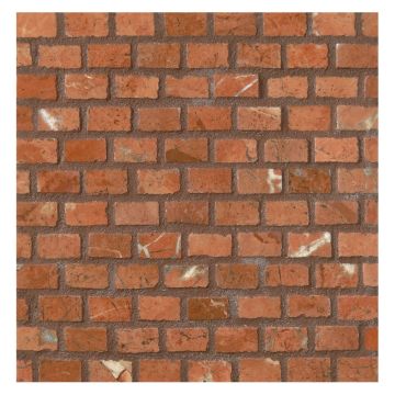 3/8" x 5/8" Mini Brick mosaic in polished Muse Red marble.