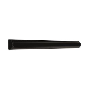 1" x 12" ceramic stripe liner trim in black with a gloss finish.