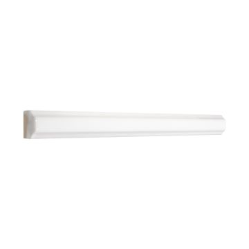 1" x 12" ceramic stripe liner trim in white with a gloss finish.
