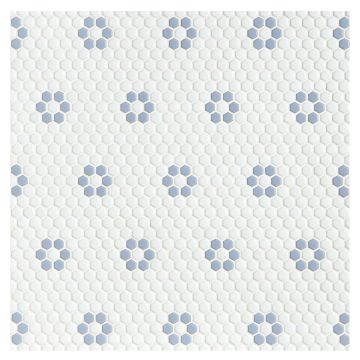 Petite Flower Power | White & Powder Blue - Satin | Eco Design Glass Mosaics