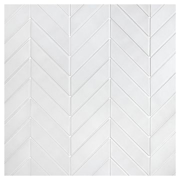 2" x 8" Chevron Mosaic | Paper White - Matte | Sazon Ceramics