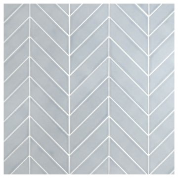 2" x 8" Chevron Mosaic | Wentworth Blue - Gloss | Sazon Ceramics