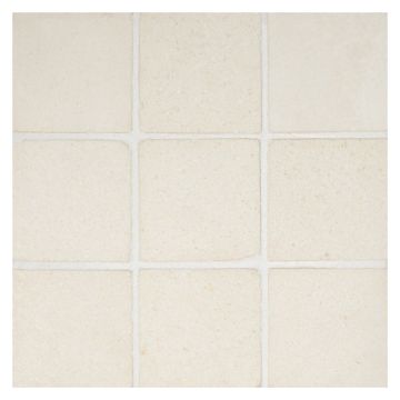 2" square mosaic in honed Corsica CrÃ¨me marble.