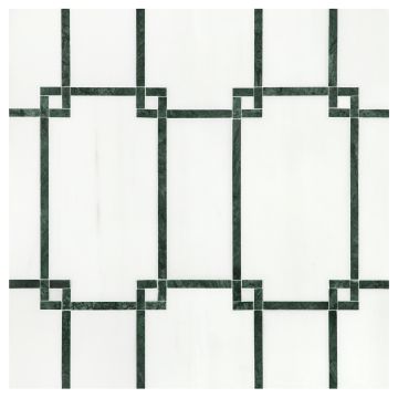 Strattelton | White Whisp Dolomiti - Empress Green - Honed | Unique Mosaic Tile - Marble