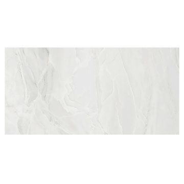 TeMarmo 12" x 24" Rectified Porcelain Tile in Paradisio Bianco with a lappato polished finish.