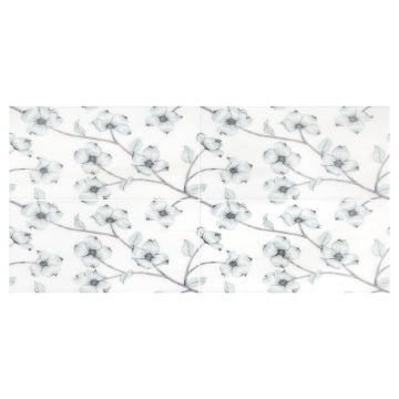 A field of 6" x 12" tile in White Whisp Dolomiti - Indelible Green with a honed finish, from the Tranquil Blossom Tile Collection.