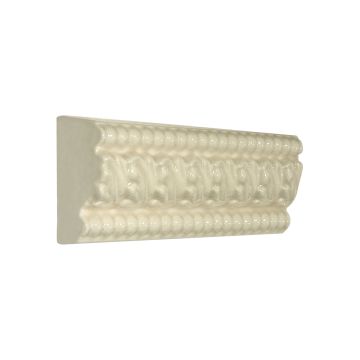 Vermeere Leaves with Beads ceramic border in Sheer Natural Crackle.