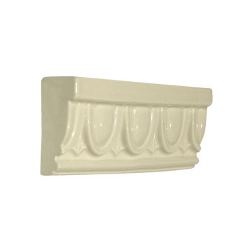 Vermeere Small Egg & Dart Cap ceramic molding in Sheer Natural Crackle.