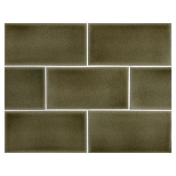 Vermeere Ceramics 3" x 6" Subway Tile in Cactus with a Fluid Glaze Crackle finish.