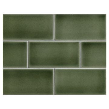 Vermeere Ceramics 3" x 6" Subway Tile in Lagoon with a Fluid Glaze Crackle finish.