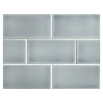 Vermeere Ceramics 3" x 6" Subway Tile in Sea Breeze with a Fluid Glaze Crackle finish.