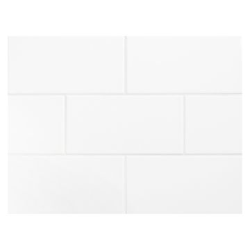 Vermeere 3" x 6" ceramic subway tile in True White with a gloss finish.