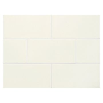 Vermeere 3" x 6" ceramic subway tile in Ice Cream with a crackle finish.