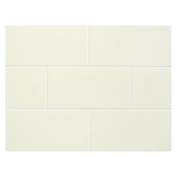 Vermeere 3" x 6" ceramic subway tile in Alabaster with a gloss finish.