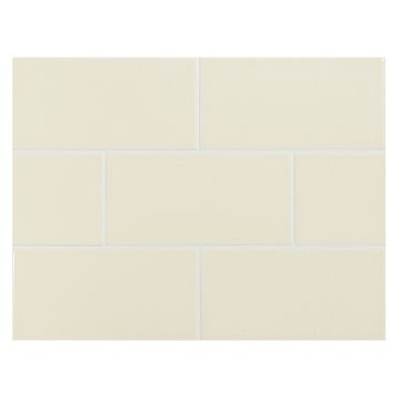 Vermeere 3" x 6" ceramic subway tile in Navajo White with crackle finish.