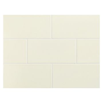 Vermeere 3" x 6" ceramic subway tile in Boston Cream with a gloss finish.