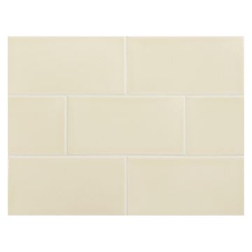 Vermeere 3"x 6" ceramic subway tile in Dark Cream with a gloss finish.