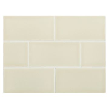 Vermeere 3" x 6" ceramic subway tile in Light Taupe with a gloss finish.