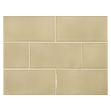 Vermeere 3" x 6" ceramic subway tile in Dark Taupe with a gloss finish.