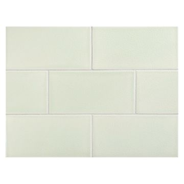 Vermeere 3" x 6" ceramic subway tile in Lime Juice with a crackle finish.