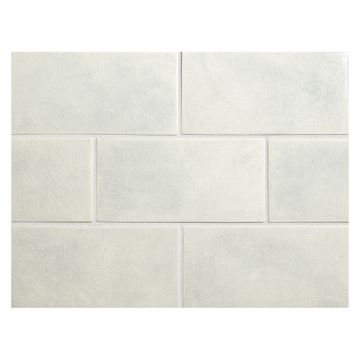 Vermeere 3" x 6" ceramic subway tile in Blue Frost with old world crackle finish.