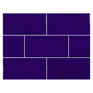 Vermeere 3" x 6" ceramic subway tile in Dark Royal Blue with a gloss finish.