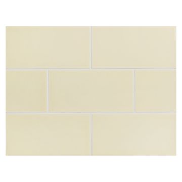 Vermeere 3" x 6" ceramic subway tile in Vanilla Cream with a gloss finish.