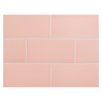 Vermeere 3" x 6" ceramic subway tile in Pale Pink with a gloss finish.