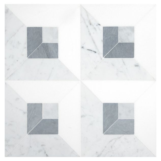 6" Fieldston Frame square mosaic in Thassos