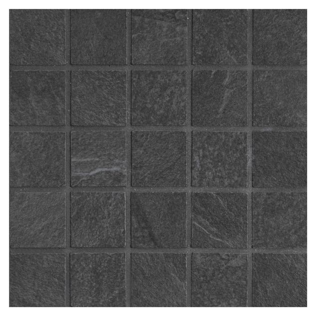 1" square porcelain mosaic in natural finished Black color.