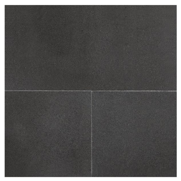 A close up of  the 6" x 12" field tile in honed dark Basalt.